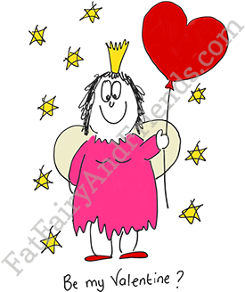 Fat Fairy Card Be My Valentine - Cartoon (350x350)