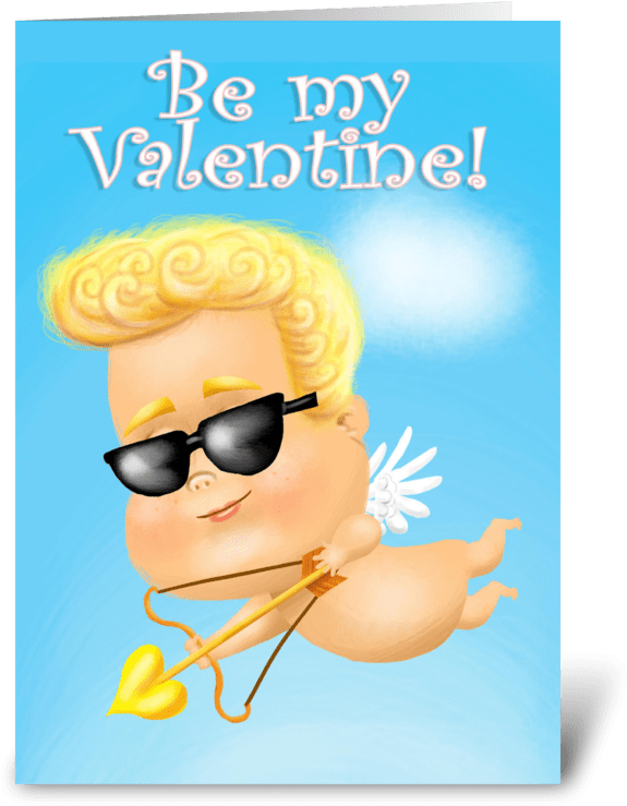 Cupid Cool Valentines Greeting Card - Cool Cherib Large Tote Bag (700x792)