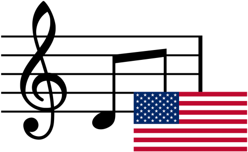 Music Notes And Flag Of Usa,united States Of America,png,musical - Musical Notes (500x307)