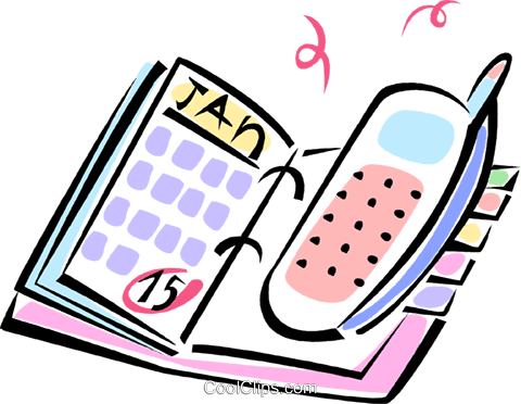 Cell Phone And Day Timer Royalty Free Vector Clip Art - Cell Phone And Day Timer Royalty Free Vector Clip Art (480x372)