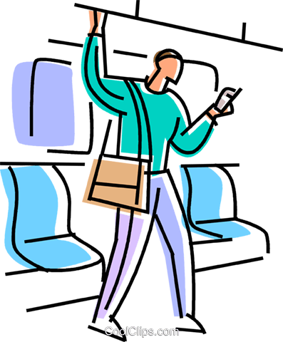 Passenger On A Subway With Cell Phone Royalty Free - Passenger On A Train (397x480)