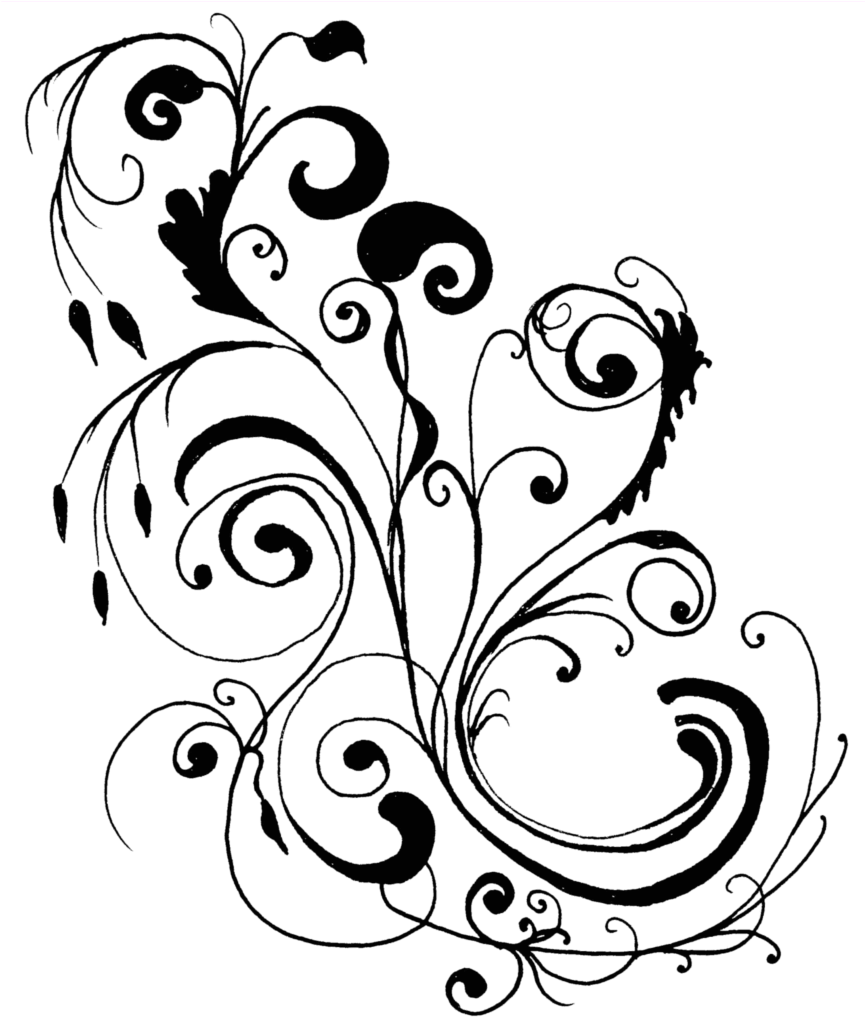 Bridal Clipart Elegance 10 Bride Music Notes - Flower Line Art Design (864x1024)