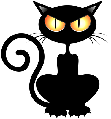 Cute Kitty Cat Line Art - Black Cat Vector Png (391x420)