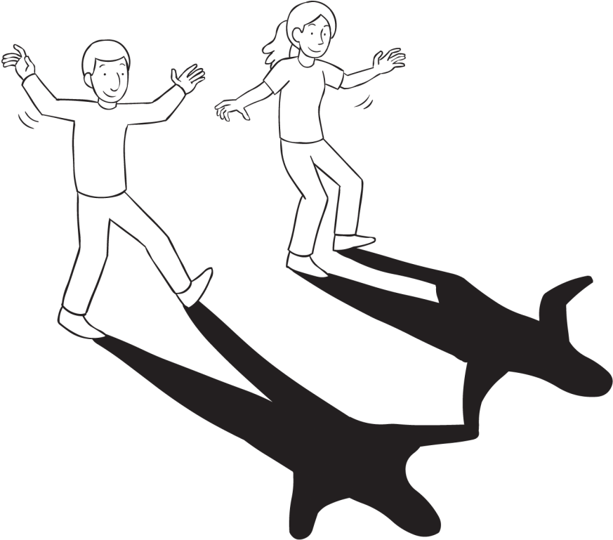 Back Team-building Exercise In Which Two People Cast - Shadow Cast Cartoon (1024x768)