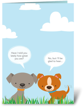 Puppy Thanks Greeting Card - Cartoon (350x396)