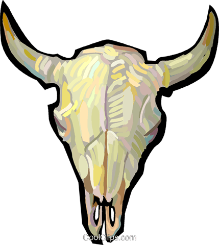 Bull Skull Royalty Free Vector Clip Art Illustration - Cranio De Boi Png (429x480)