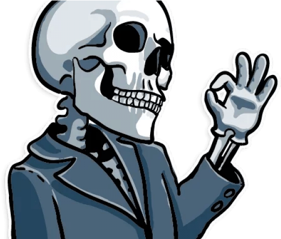 Skull Clipart Transparent Background - Telegram Skeleton Stickers (640x480)