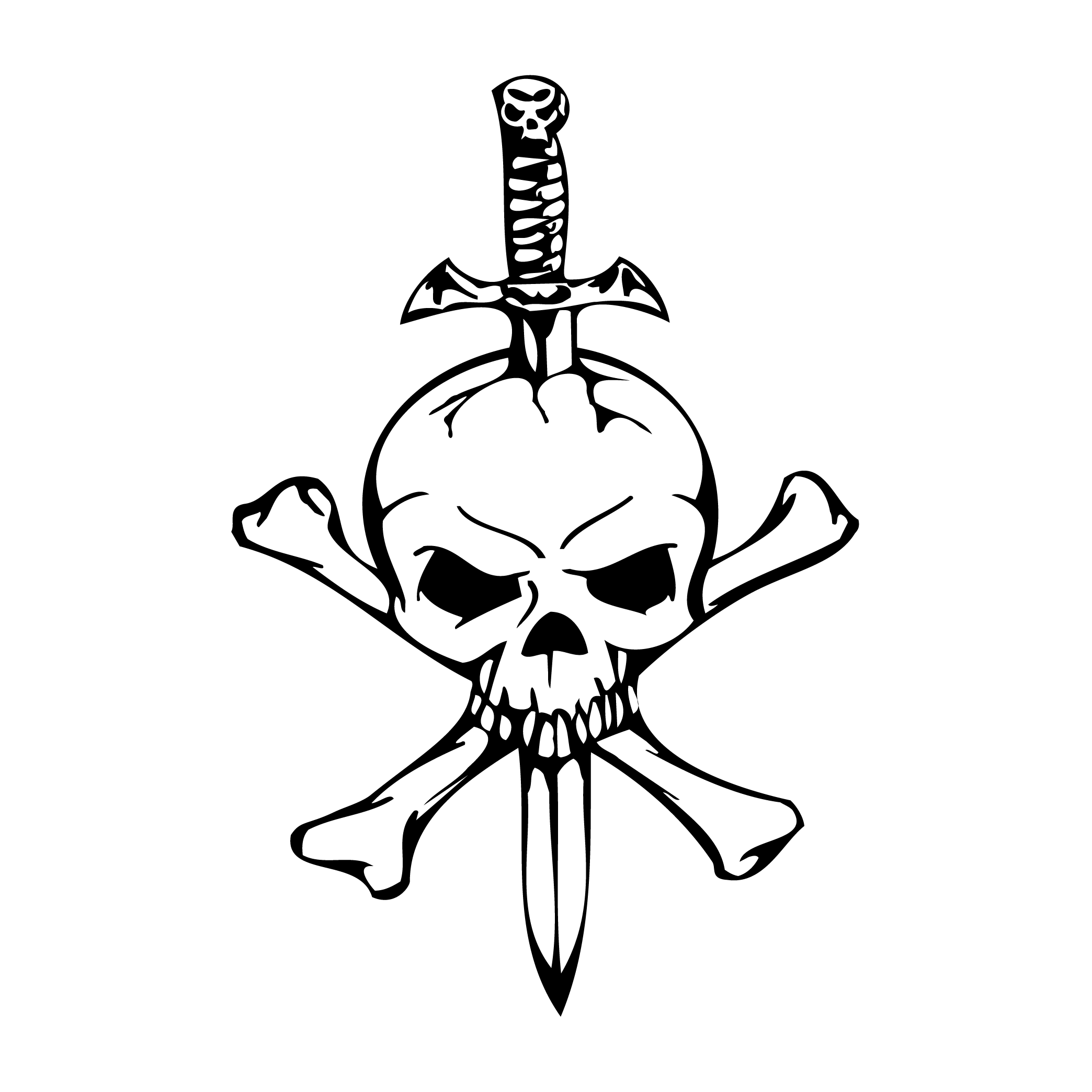 Skull With Sword Decal - Skull Coloring Pages Of Zombies (2088x2088)