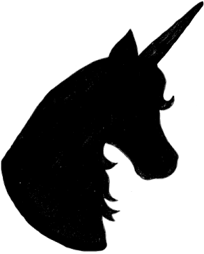 Clipart, Unicorn Silhouette Head Unicorn Head Silhouette - Simple Unicorn Silhouette Head (384x384)