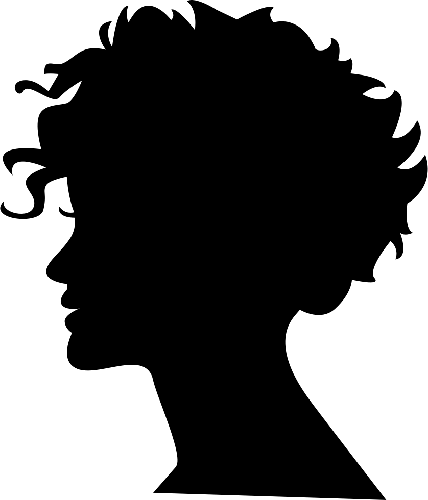 White Hair Clipart Short Hair - Short Hair Woman Silhouette (838x980)