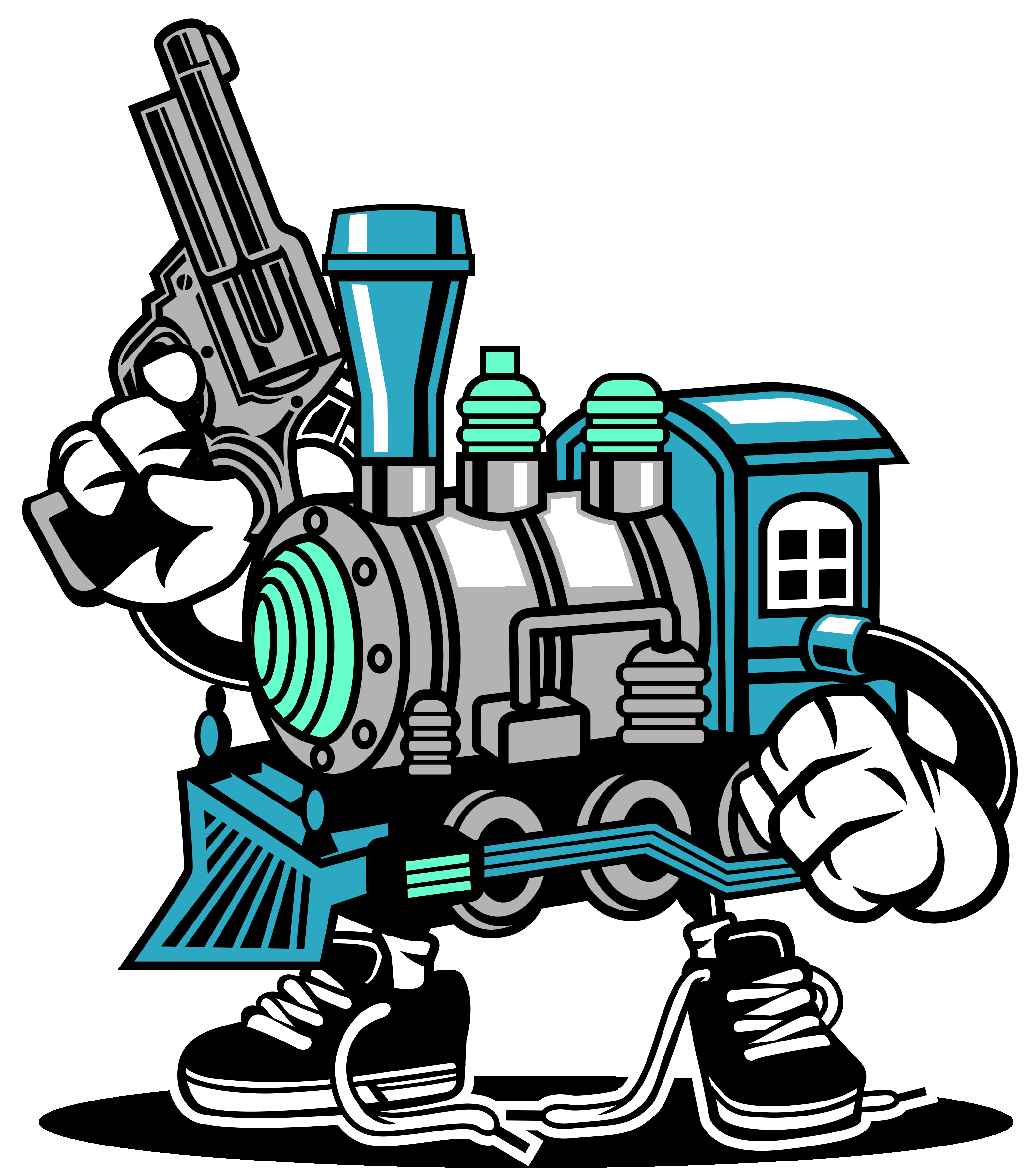 Train Killer Mens Printed T-shirt Cartoon Gun Engine (3508x4962)