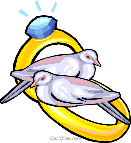 Wedding Rings And Doves Royalty Free Vector Clip Art - Wedding Rings Clip Art (441x480)