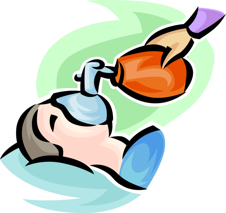Vector Illustration Of Patient Breathes With Ambu Bag - Bag Valve Mask (744x700)