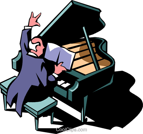 Concert Pianist Royalty Free Vector Clip Art Illustration - Piano (480x450)