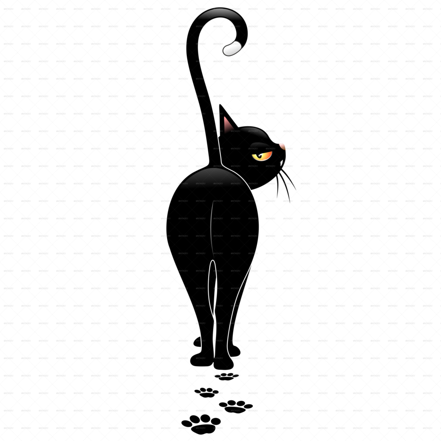 Black Cat Cartoon Clipart Oriental Shorthair Black - Walking Black Cartoon (900x900)