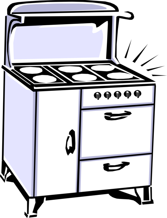 Vector Illustration Of Kitchen Antique Appliance Stove, - Stove Clip Art (537x700)