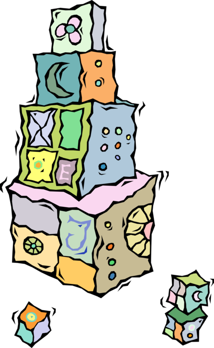 Vector Illustration Of Child's Play Toy Building Blocks - Vector Illustration Of Child's Play Toy Building Blocks (430x700)