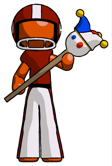 Orange Football Player Man Holding Jester Diagonally - Stock Photography (372x550)