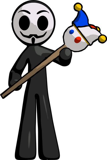 Anarchist Hacker Man Holding Jester - Stock Photography (370x550)