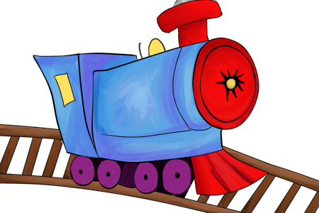 Vector Black And White Choo Choo Train Clipart - Train On Railway Clipart (450x300)