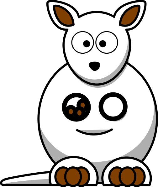 Kangaroo Head Cartoon Black And White (504x599)