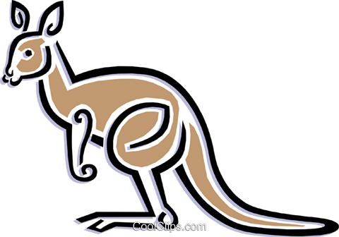 Kangaroo Royalty Free Vector Clip Art Illustration - Simple Kangaroo Clipart (480x336)