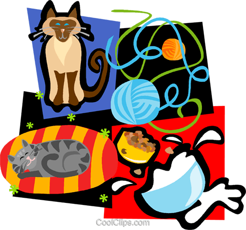 Cat Motif, Cats, Yarn, Milk Royalty Free Vector Clip - Author (480x449)