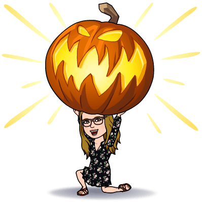 Megan Edmonds Bitmoji Raising Pumpkin Over My Head - Bitmoji Halloween (398x398)