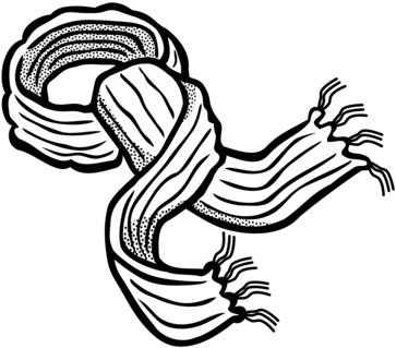 Scarf Line Art Drawing Clothing Black And White - Scarf Clipart Black And White (385x340)
