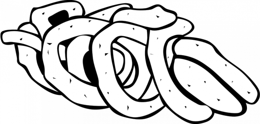 Fast Food Clipart Hamburger Fast Food Clip Art - Onion Rings Black And White (900x428)