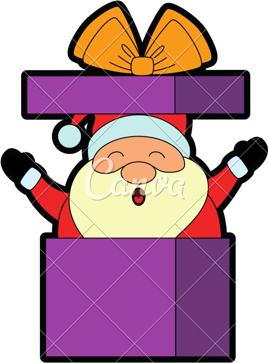 Cute Santa Claus In Gift Box - Illustration (800x800)