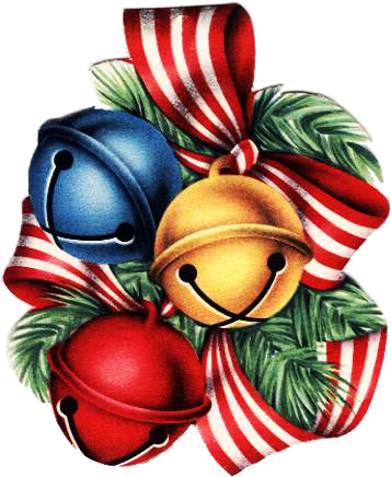Christmas Bells N Ribbon - Vintage Pinterest Christmas Clipart (421x500)
