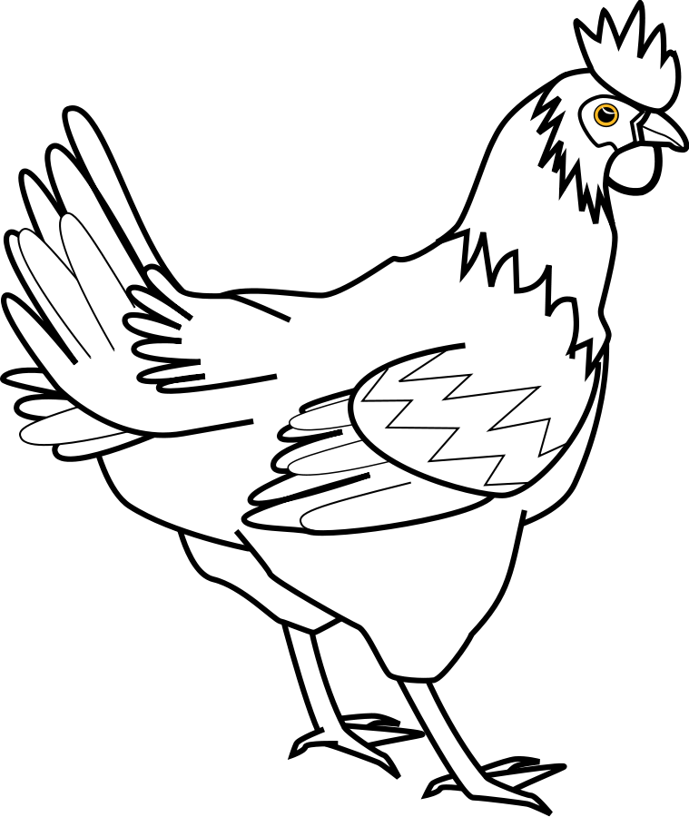 Farm Animals Animal Free Black White Images - Chicken Clip Art (759x900)