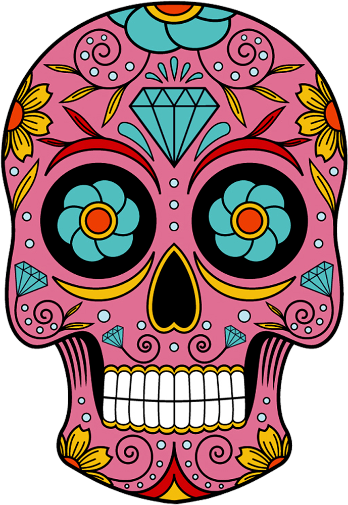 Caveira Mexicana Em Png Quero Imagem Sugar - Sugar Skull Round Ornament (768x1024)