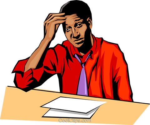 Exhausted Man Royalty Free Vector Clip Art Illustration - Advantages Of The Cellular Office Layout (480x398)