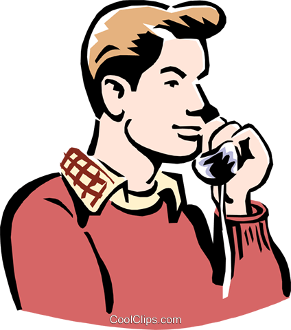 Young Man On Phone Royalty Free Vector Clip Art Illustration - Young Man On Phone Royalty Free Vector Clip Art Illustration (424x480)