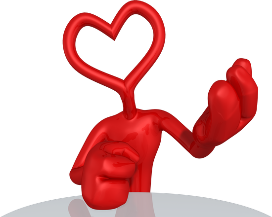 A Three Dimensional Humanoid Model With Heart Shaped - Love (550x440)
