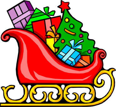 Santa Claus Christmas Gift Sled Christmas Day - Santas Sleigh With Presents (371x340)