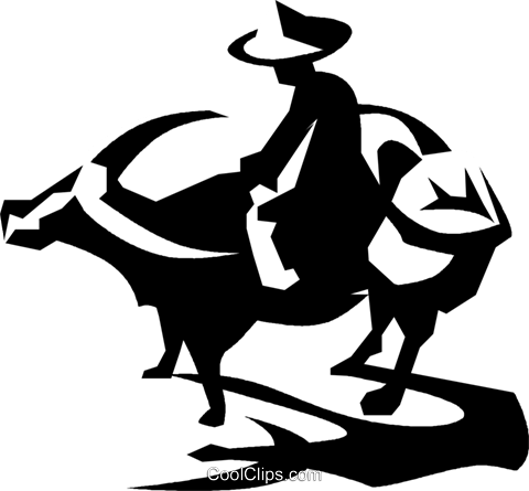 Farmer And Water Buffalo Royalty Free Vector Clip Art - Bull (480x445)