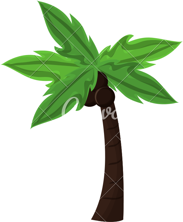 Green Palm Tree Travel Beach Icon - Vector Graphics (800x800)