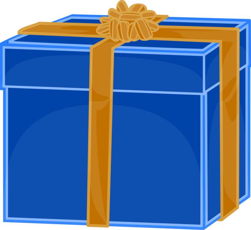 Free Vector Blue Gift With Golden Ribbon Clip Art - Gift Box Clip Art (821x750)