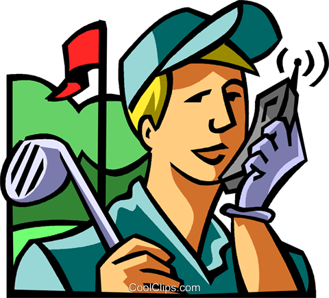 Golfer Talking On His Cell Phone Royalty Free Vector - Golfer Talking On His Cell Phone Royalty Free Vector (480x435)