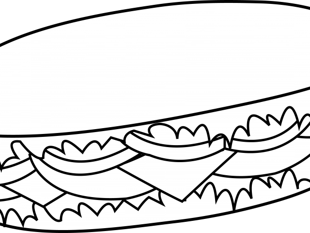 Sandwich Clipart Submarine Sandwich - Sandwich Black And White (640x480)