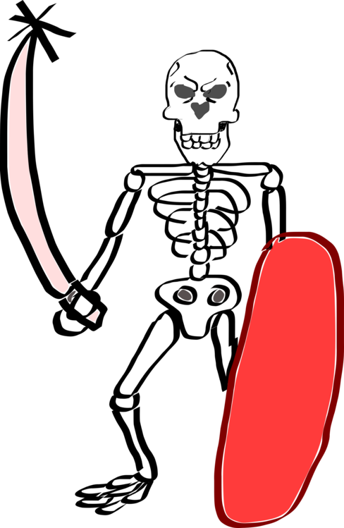 Human Skeleton Skull Bone Joint - Draw A Skeleton Holding A Sword (488x749)