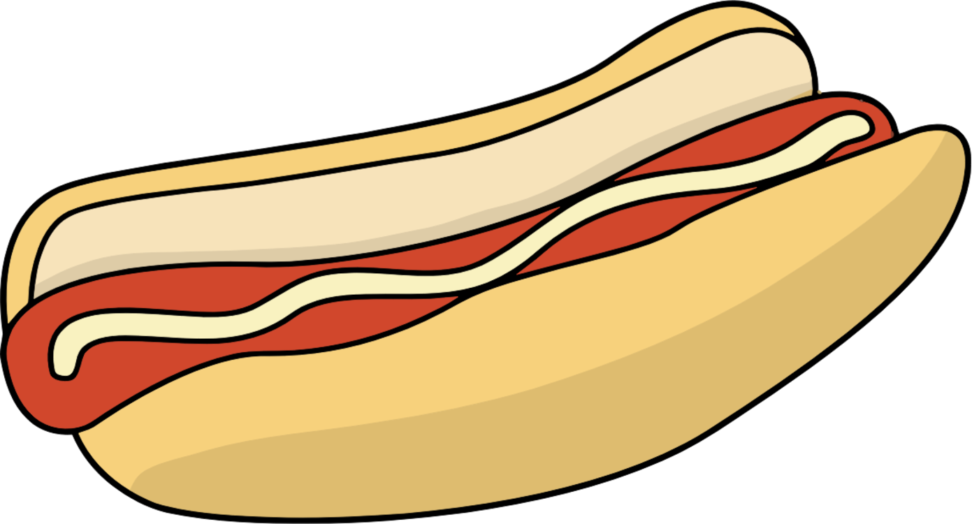 Hot Dog Bun Drawing Bread Sandwich - Hotdog With Bun Drawing (1391x750)