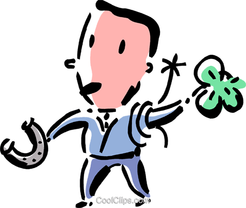 Man With Lucky Horseshoe And Shamrock Royalty Free - Man With Lucky Horseshoe And Shamrock Royalty Free (480x405)