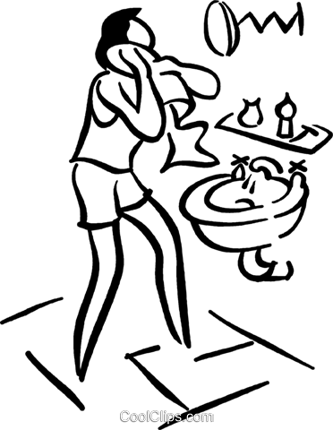 Woman Drying Her Hair Royalty Free Vector Clip Art - Abtrocknen Clipart (372x480)