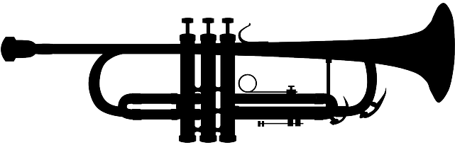 Music, Outline, Silhouette, Jazz, Recreation, Cartoon - Trumpet Silhouette (640x320)