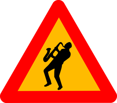 Traffic Sign Warning Sign Jazz Music - High Wind From The Right Sign (387x340)