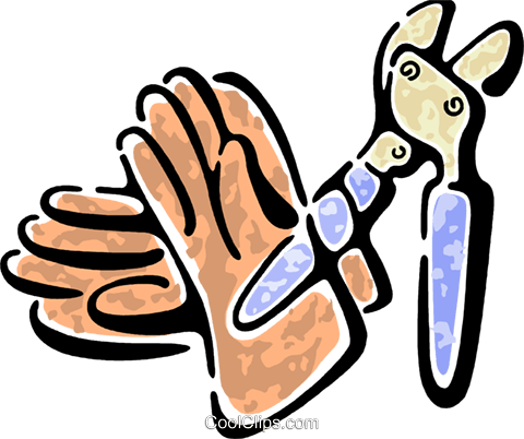 Pruning Shears And Gardening Gloves Royalty Free Vector - Bild (480x402)